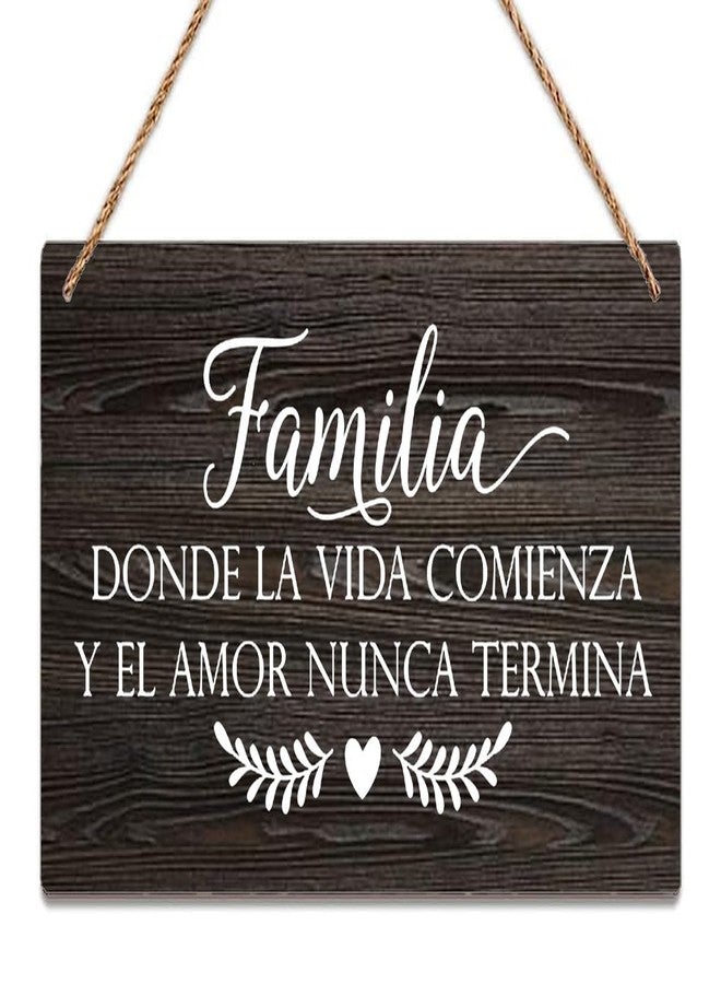 Estiyond Wall Art Decor Wooden Sign Spanish Sign Family Quote Welcome Sign Spanish Wood Sign For Home,Front Door,Porch,Office,Coffee Shop Decor 12 X 6 Inch - Image 1